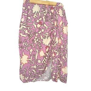 Knox Rose Women’s Skirt purple Floral elastic waist below knee Sz Medium